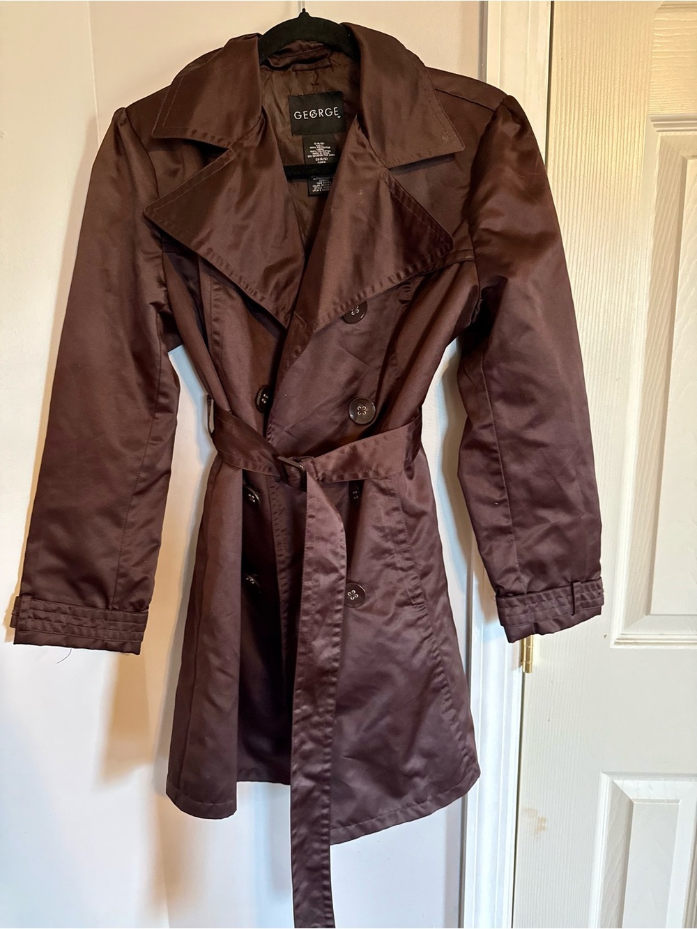 George Chocolate Brown Double-Breasted Trench Coat